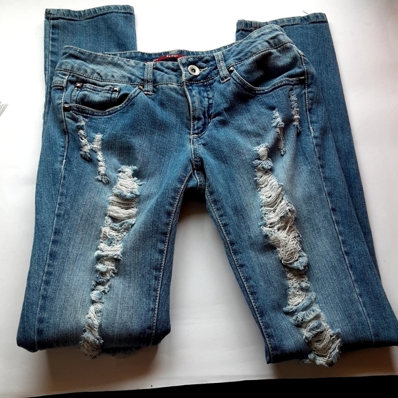Highway Distressed Skinny Jeens sz 3 - Picture 2 of 7